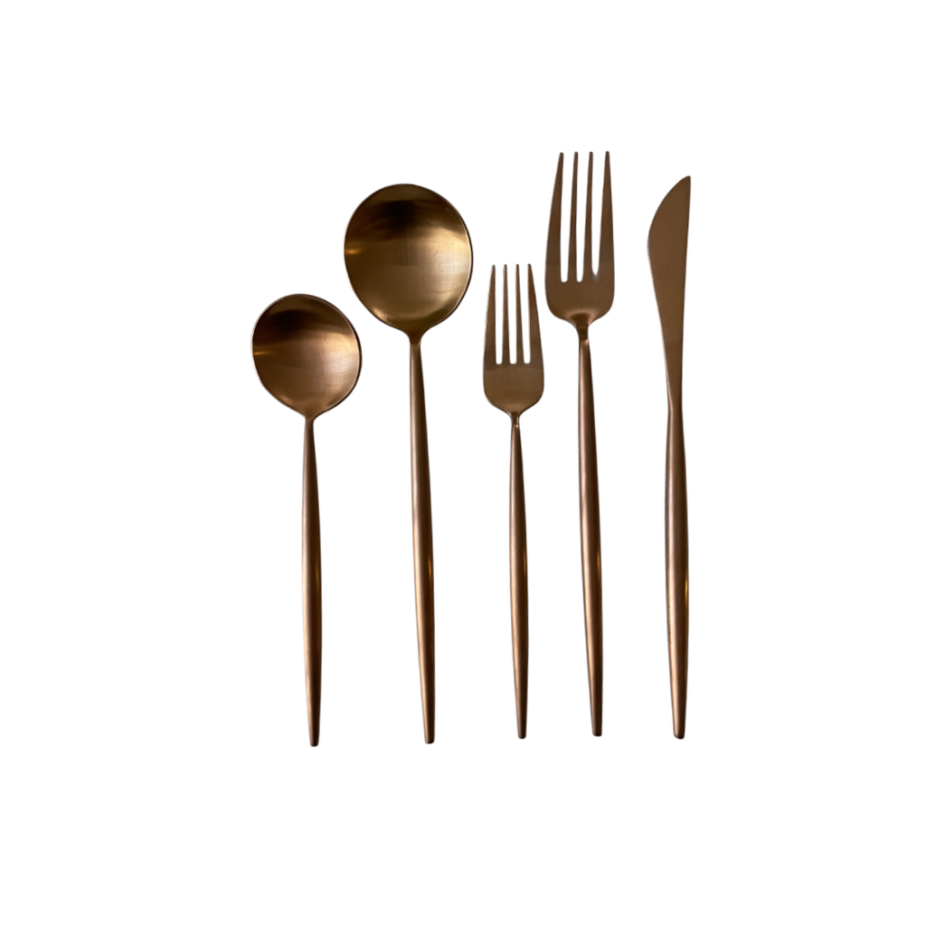 Set de 5 Cubiertos Treviso Oro Rosa Mate