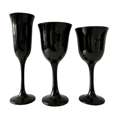 Set de 3 Copas Génova Negro Brilloso