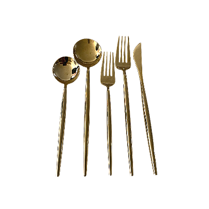 Set de 5 Cubiertos Treviso Oro Brilloso