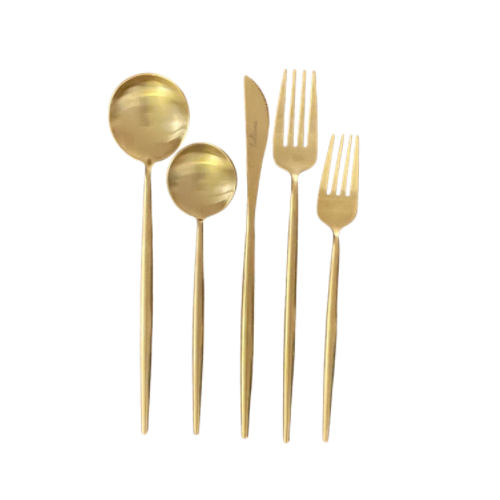 Set de 5 Cubiertos Treviso Oro Mate