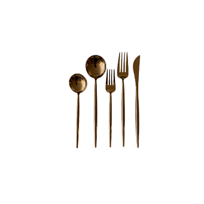 Set de 5 Cubiertos Treviso Oro Rosa Brilloso